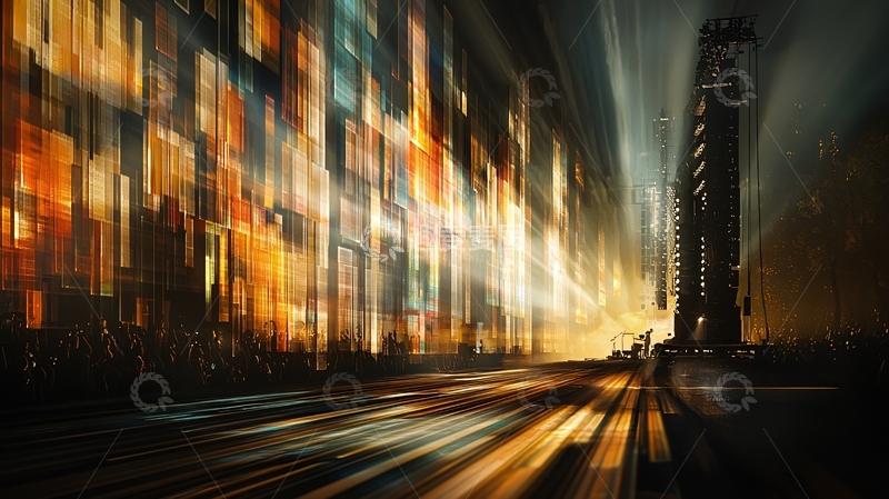 高清大图下载【趣麦麦图】城市夜景模糊光线