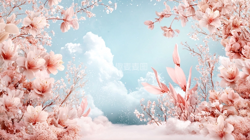 高清大图下载【趣麦麦图】梦幻般的粉色花朵仙境