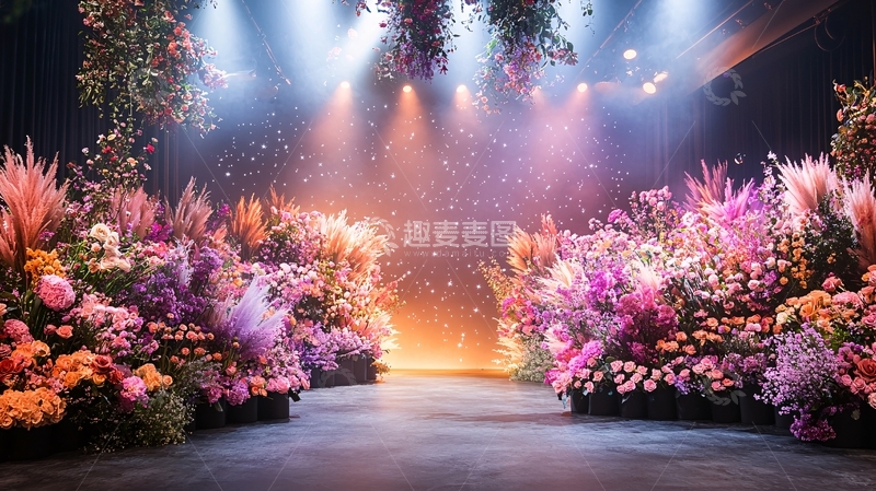 高清大图下载【趣麦麦图】梦幻花卉舞台背景