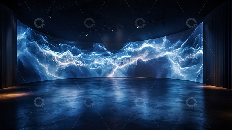 高清大图下载【趣麦麦图】蓝色的光线环绕着空间