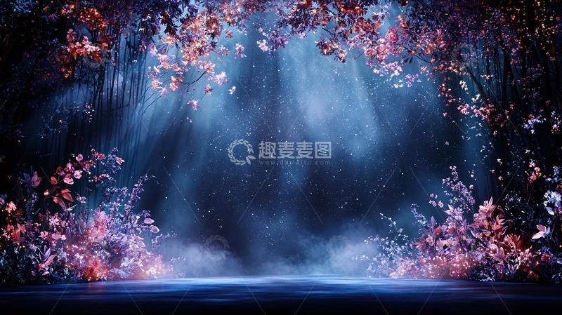 高清大图下载【趣麦麦图】奇幻森林光线梦幻