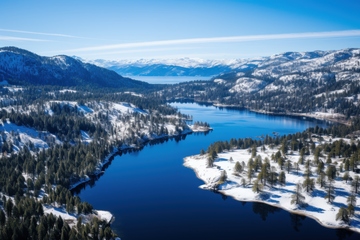 森林雪地河流森林