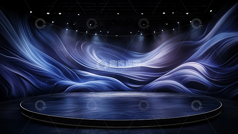 高清大图下载【趣麦麦图】蓝色抽象背景舞台