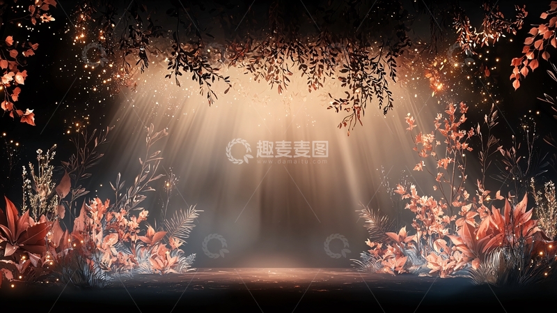 高清大图下载【趣麦麦图】神秘森林光线舞台背景