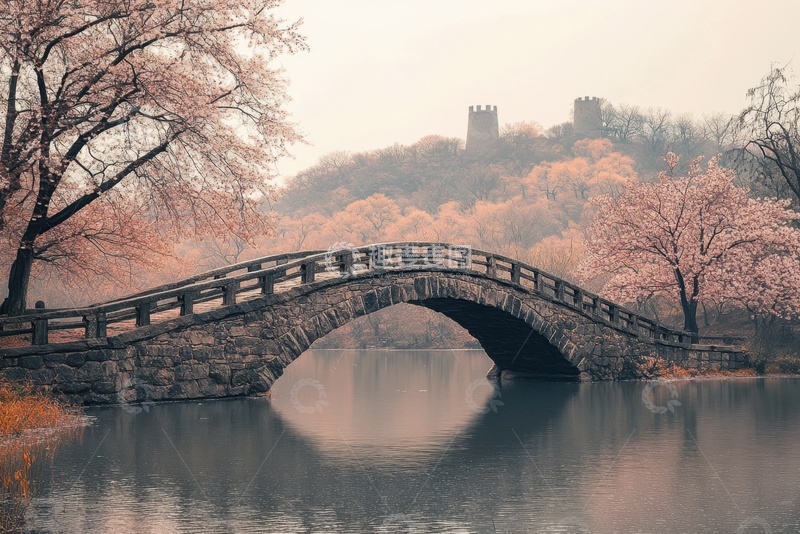 高清大图下载【趣麦麦图】公园里的石拱桥