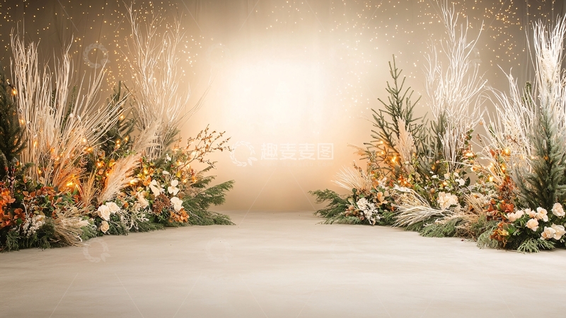 高清大图下载【趣麦麦图】花簇拥的梦幻光晕背景