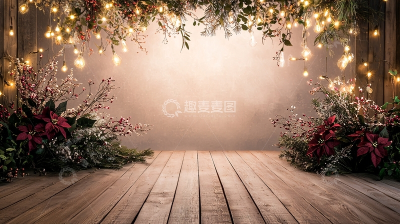 高清大图下载【趣麦麦图】暖色调木质背景装饰灯光