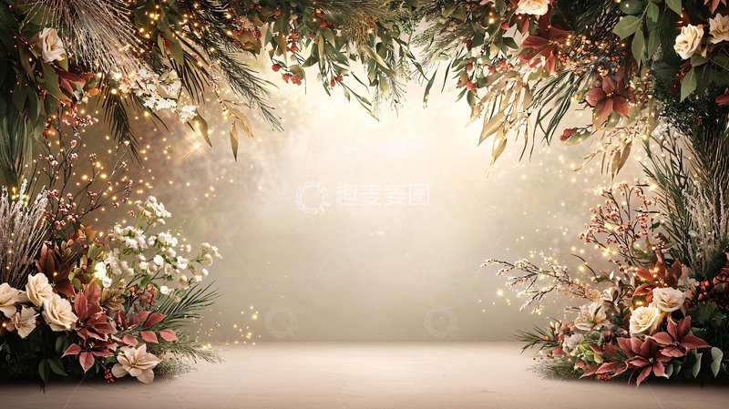 高清大图下载【趣麦麦图】花卉环绕的舞台背景