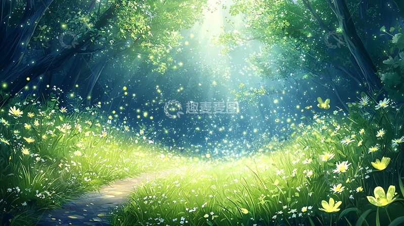 高清大图下载【趣麦麦图】绿意盎然的森林小路