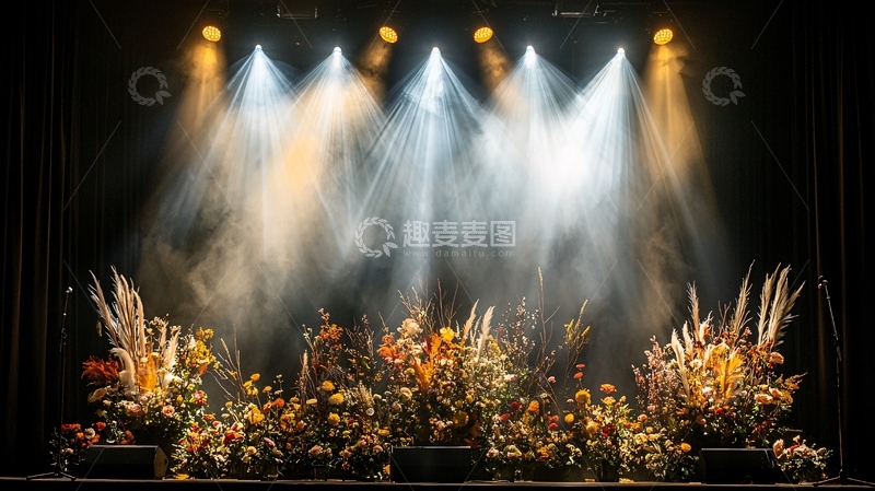 高清大图下载【趣麦麦图】舞台灯光下的花簇盛景