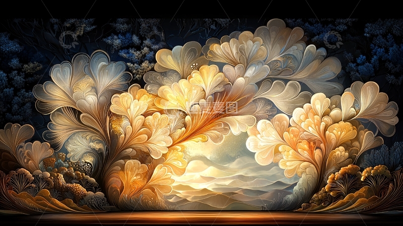 高清大图下载【趣麦麦图】光芒四射的抽象花朵