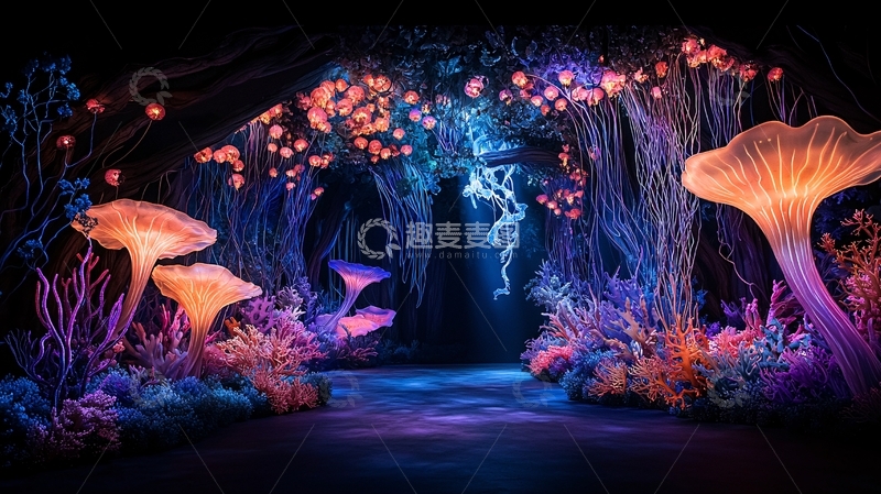 高清大图下载【趣麦麦图】梦幻荧光森林场景