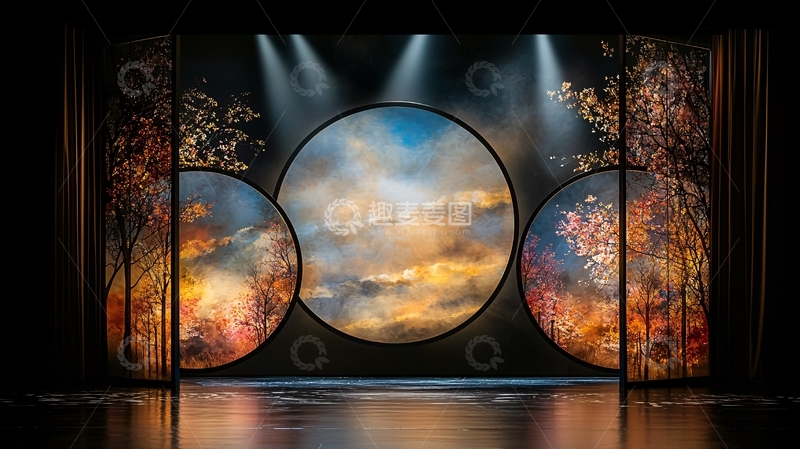 高清大图下载【趣麦麦图】圆形窗口中的抽象天空