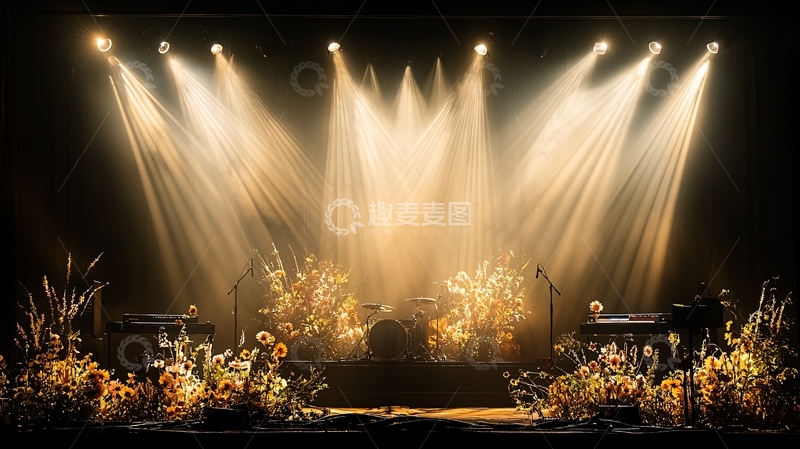 高清大图下载【趣麦麦图】舞台灯光下的植物装饰