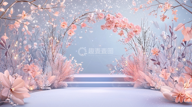 高清大图下载【趣麦麦图】浪漫粉色花卉拱门场景