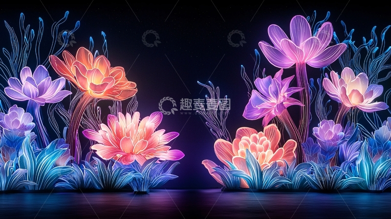 高清大图下载【趣麦麦图】发光花朵植物