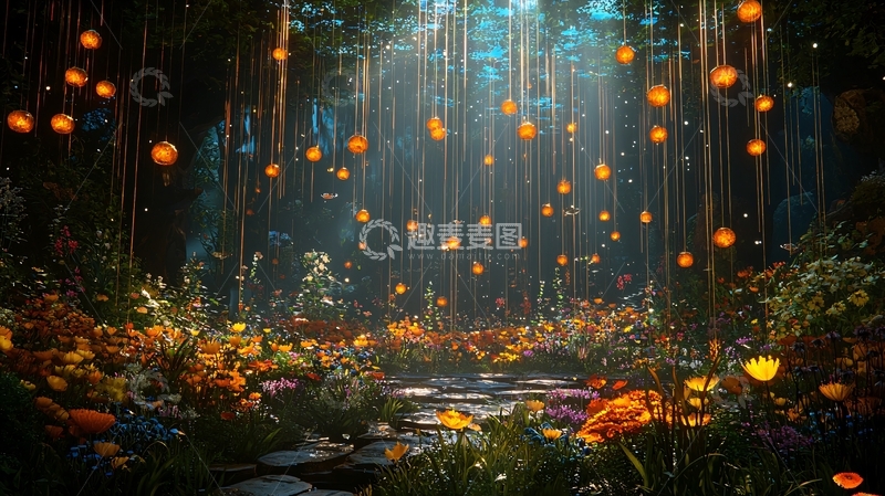 高清大图下载【趣麦麦图】梦幻森林灯光夜景