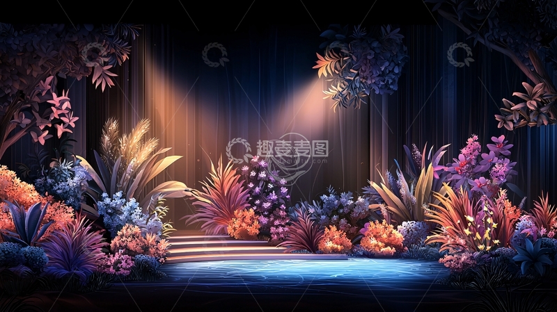 高清大图下载【趣麦麦图】梦幻森林舞台背景图