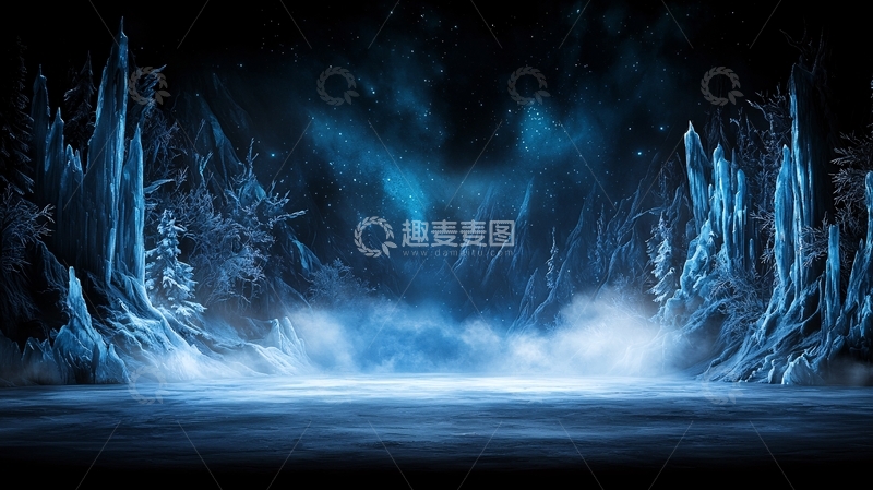 高清大图下载【趣麦麦图】冰雪覆盖的洞穴奇观