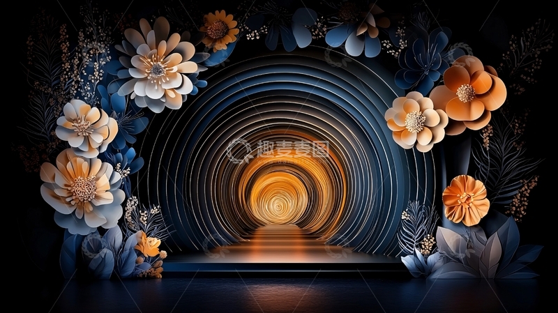 高清大图下载【趣麦麦图】花卉隧道舞台背景