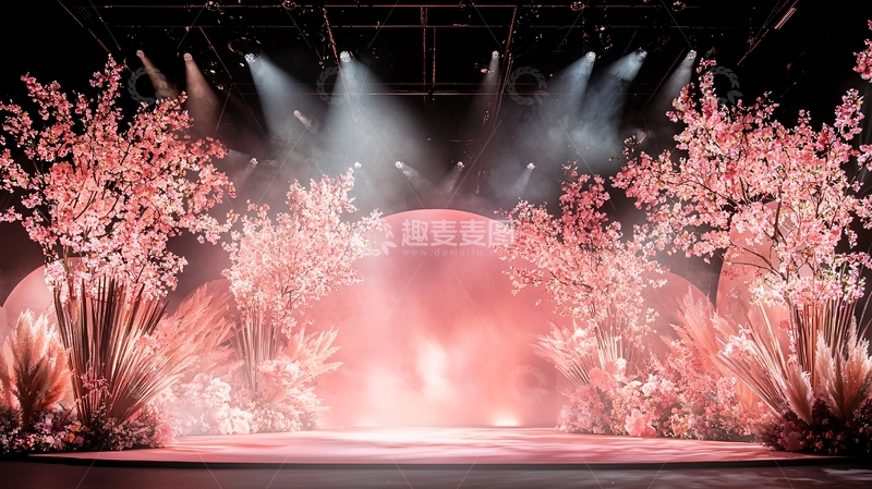 高清大图下载【趣麦麦图】粉色舞台鲜花盛开