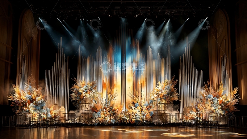 高清大图下载【趣麦麦图】舞台灯光鲜花装饰