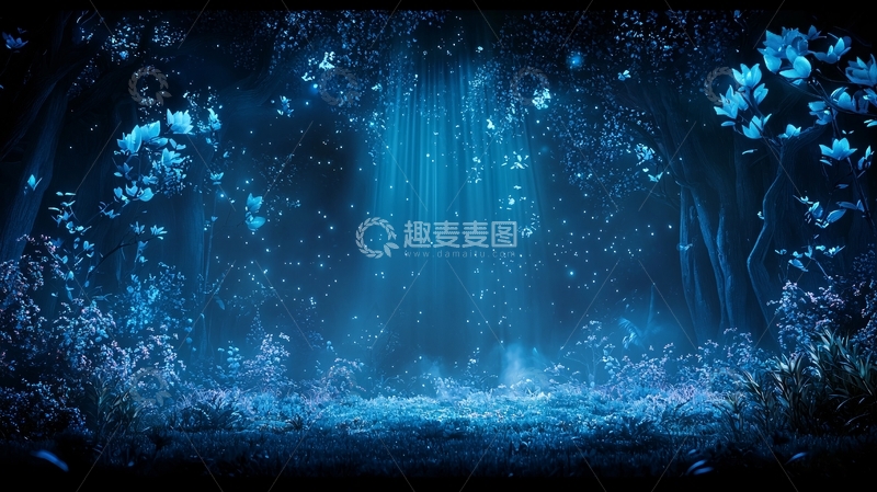 高清大图下载【趣麦麦图】神秘蓝色森林