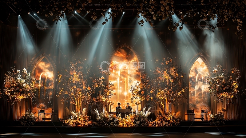 高清大图下载【趣麦麦图】舞台灯光照耀下的唯美场景