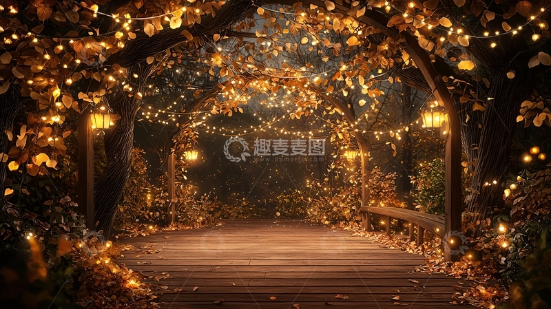 高清大图下载【趣麦麦图】灯光点缀的浪漫小桥