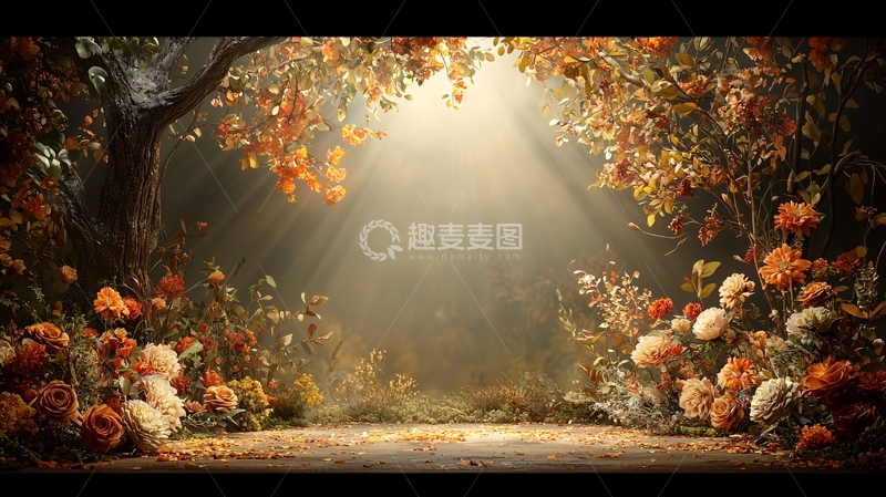 高清大图下载【趣麦麦图】秋日森林光线