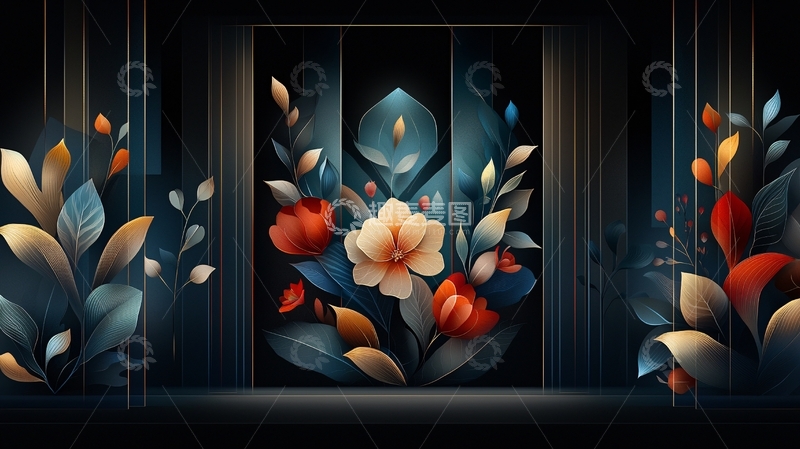 高清大图下载【趣麦麦图】抽象花卉艺术装饰画