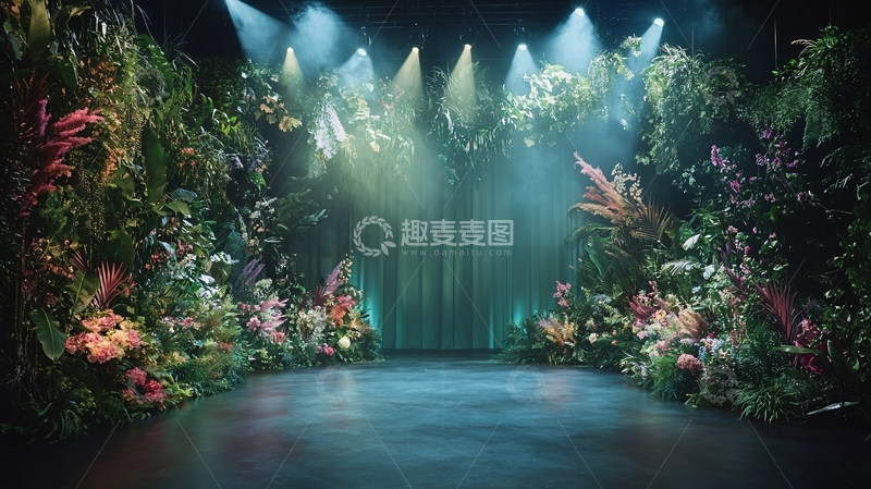 高清大图下载【趣麦麦图】热带雨林舞台背景