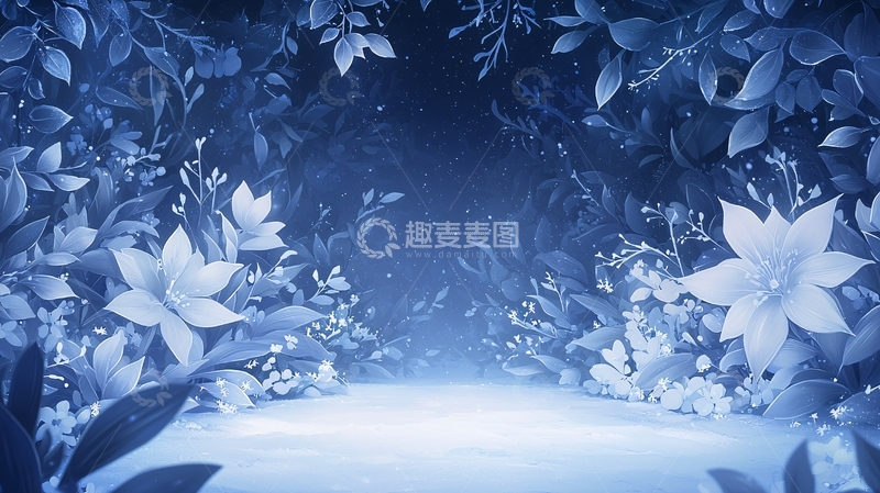 高清大图下载【趣麦麦图】神秘蓝色花卉场景