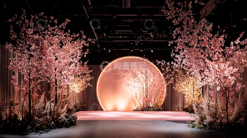高清大图下载【趣麦麦图】粉色圆形舞台背景
