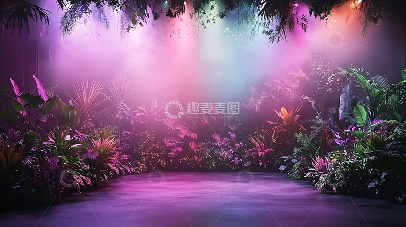 高清大图下载【趣麦麦图】紫色烟雾环绕的热带植物