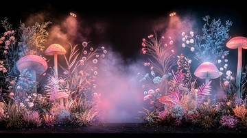 梦幻蘑菇花园夜景