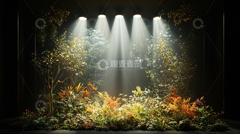高清大图下载【趣麦麦图】舞台聚光灯下的植物群