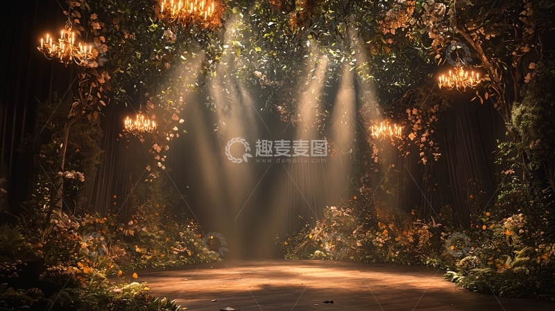 高清大图下载【趣麦麦图】森林光线笼罩舞台