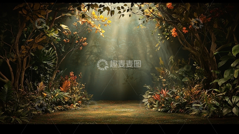 高清大图下载【趣麦麦图】森林深处阳光照射