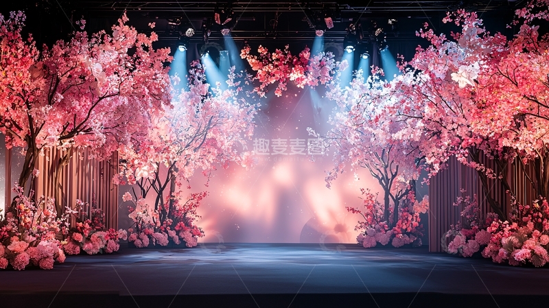 高清大图下载【趣麦麦图】粉色花树环绕舞台