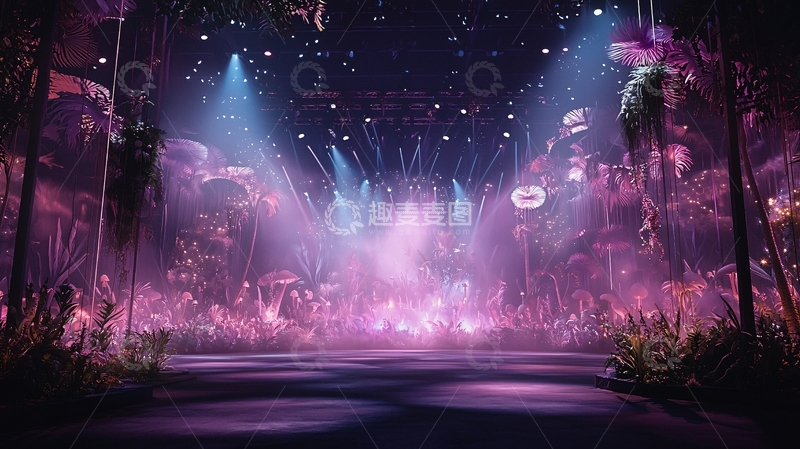 高清大图下载【趣麦麦图】梦幻紫色灯光森林舞台