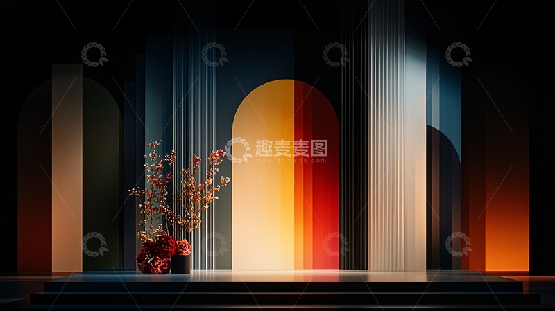 高清大图下载【趣麦麦图】几何拱门色彩光影