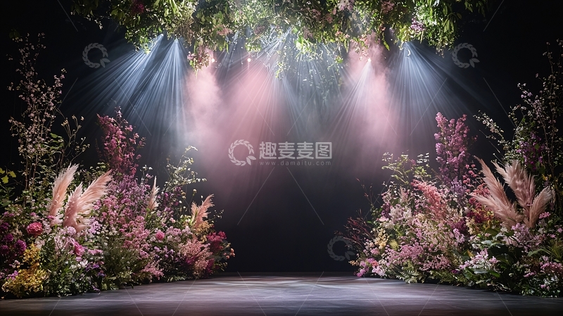高清大图下载【趣麦麦图】舞台花艺灯光朦胧背景