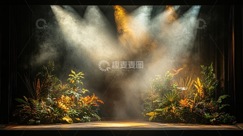 高清大图下载【趣麦麦图】舞台聚光灯下的植物