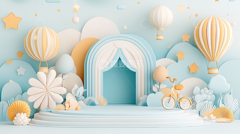 高清大图下载【趣麦麦图】婴儿蓝背景高清图片