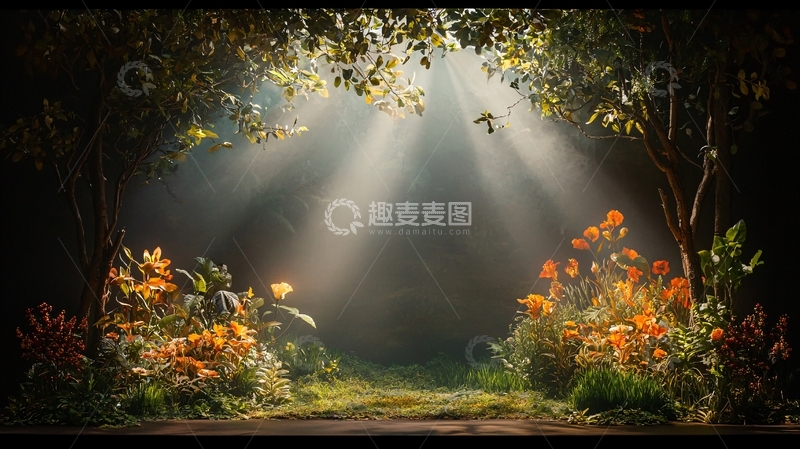 高清大图下载【趣麦麦图】森林中的光线穿透