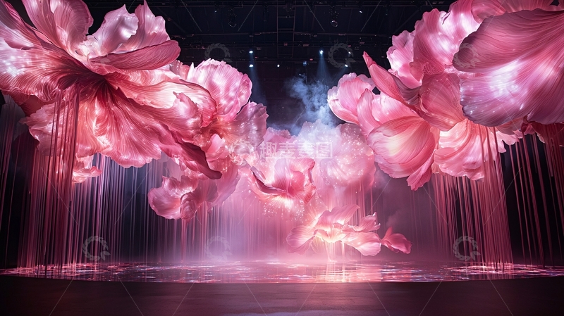 高清大图下载【趣麦麦图】粉色花朵瀑布般的舞台