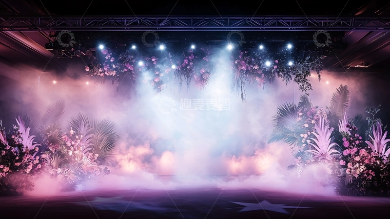 高清大图下载【趣麦麦图】绚丽舞台灯光烟雾朦胧
