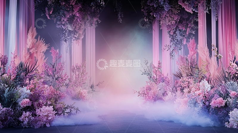 高清大图下载【趣麦麦图】梦幻花卉仙境背景