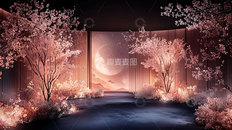 高清大图下载【趣麦麦图】粉色花树梦幻场景